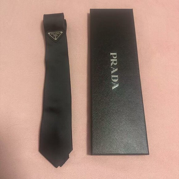 Men's black silk Tie with box - Picture 1 of 5